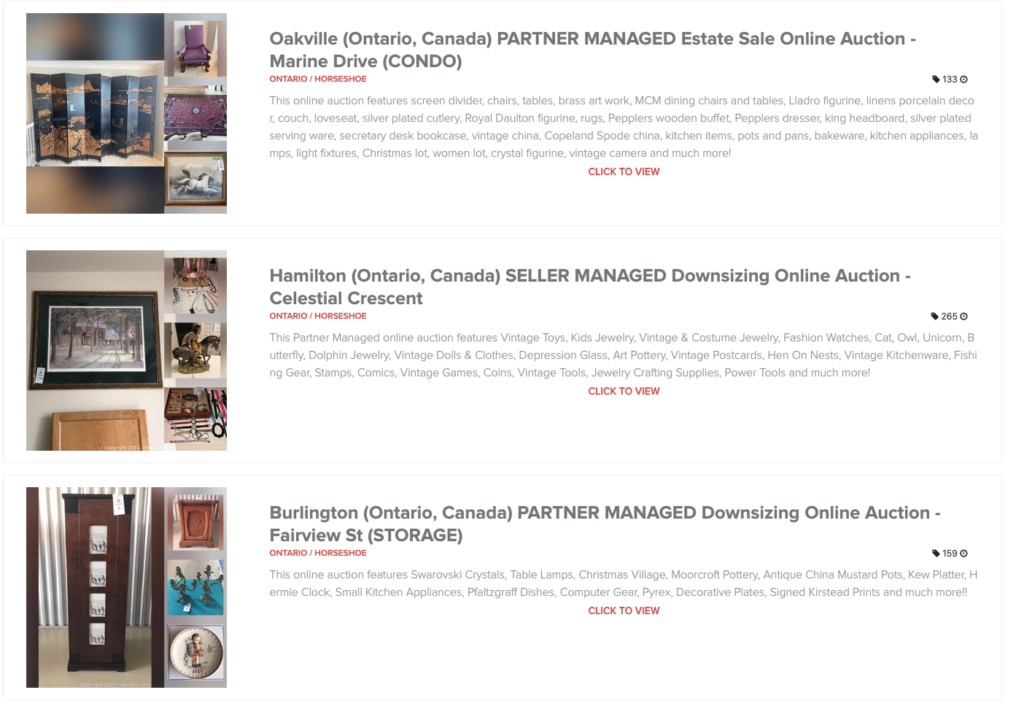 Maxsold Online Auctions - Clutter Relief Services