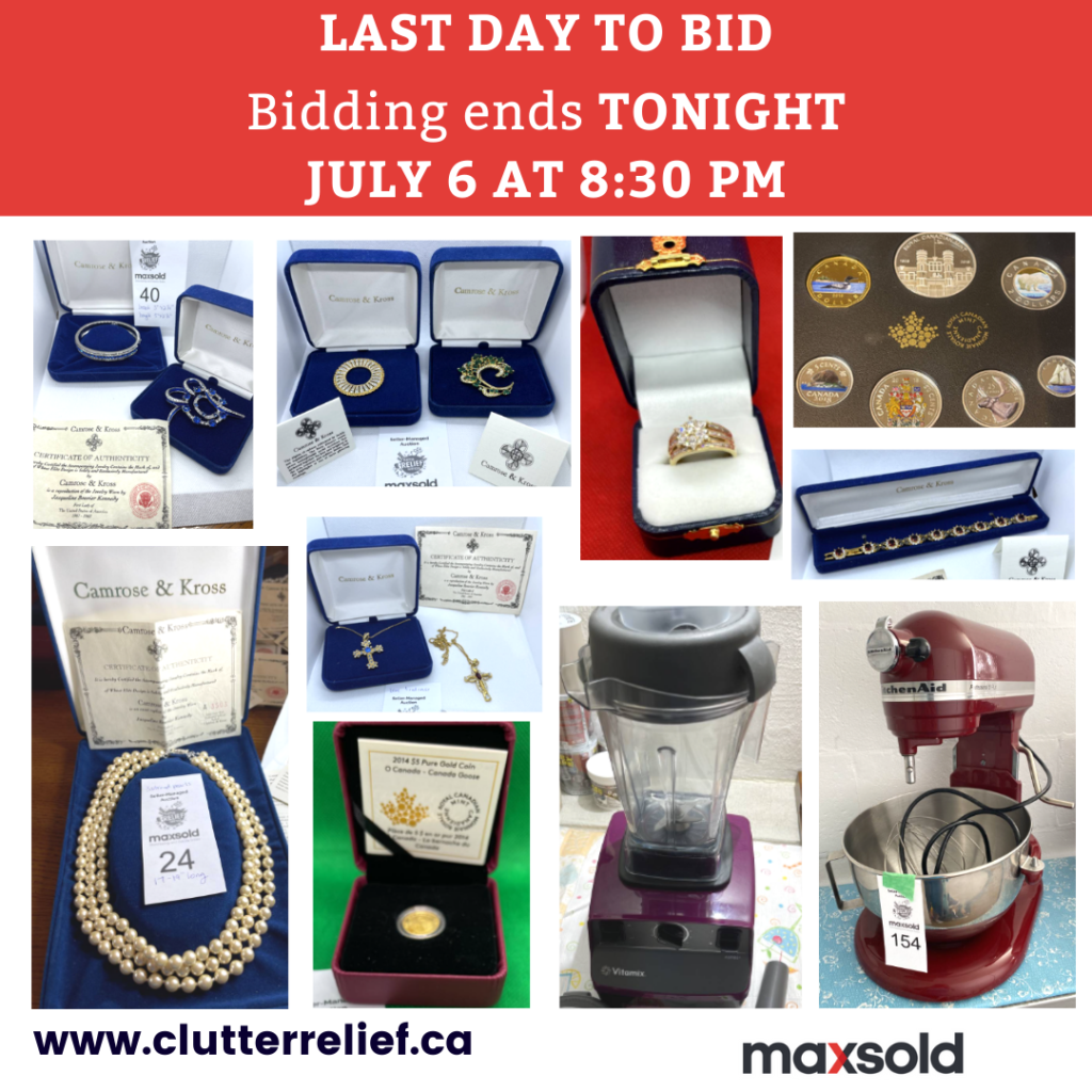 Maxsold online Auction - clutter relief services